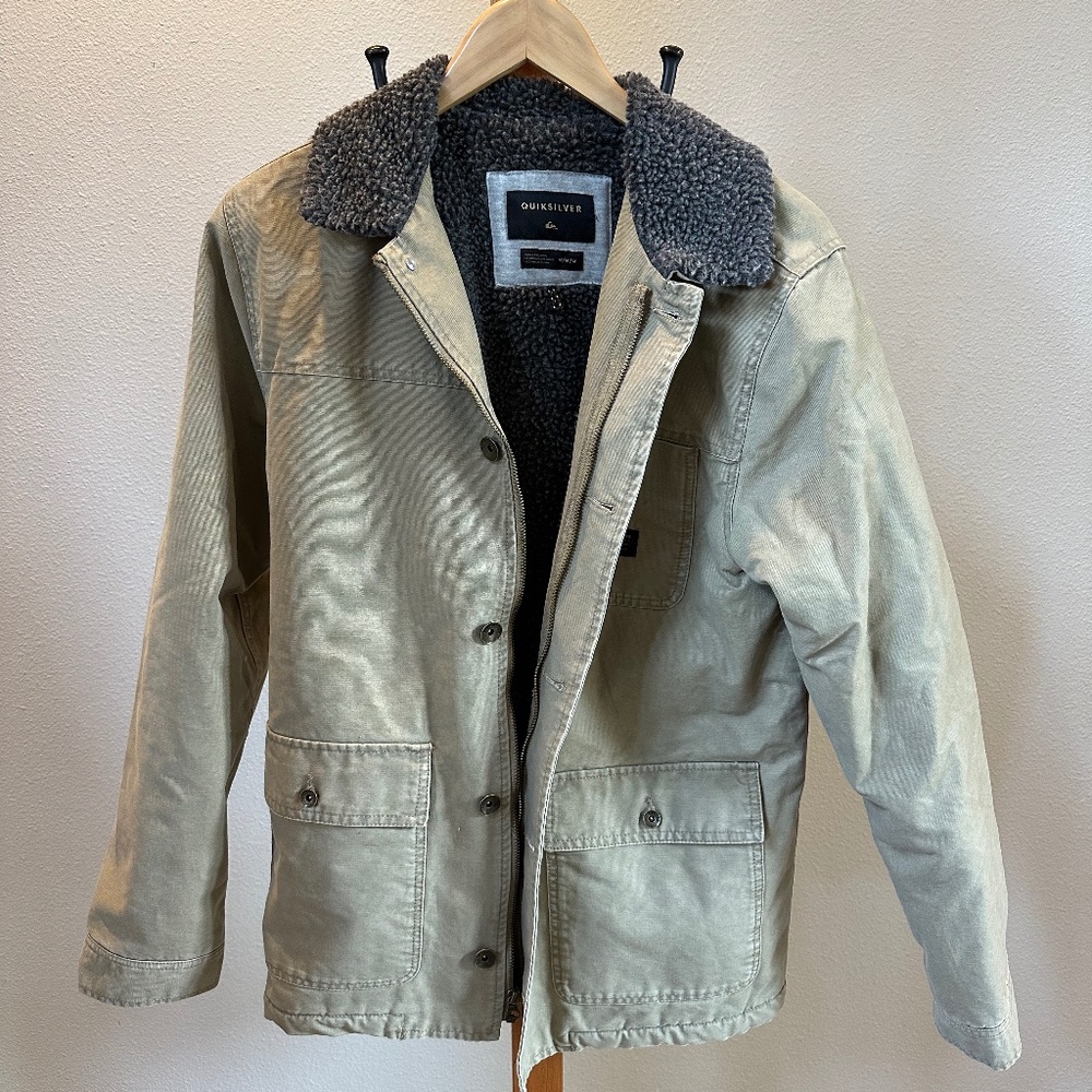 Men's Quiksilver tan canvas Jacket size M, like new